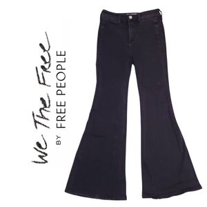 Free People We The Free Women's Black Flare Wide Leg Jeans Size 25